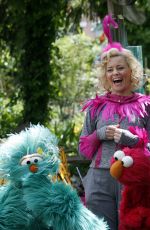 ELIZABETH BANKS in the Set of The Muppets in New York 05/16/2017