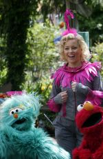 ELIZABETH BANKS in the Set of The Muppets in New York 05/16/2017