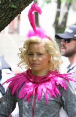 ELIZABETH BANKS in the Set of The Muppets in New York 05/16/2017