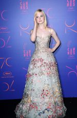 ELLE FANNING at Cannes Film Festival 70th Anniversary Dinner 05/23/2017