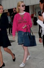 ELLE FANNING in Denim Skirt at Nice Airport 05/25/2017