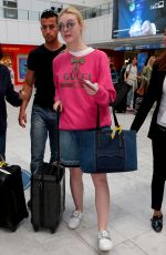 ELLE FANNING in Denim Skirt at Nice Airport 05/25/2017