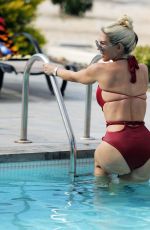 FRANKIE ESSEX in Swimsuit at Pool of Her Hotel in Portugal 05/28/2017
