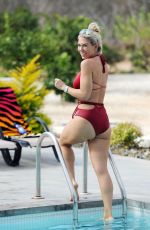 FRANKIE ESSEX in Swimsuit at Pool of Her Hotel in Portugal 05/28/2017