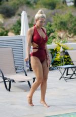 FRANKIE ESSEX in Swimsuit at Pool of Her Hotel in Portugal 05/28/2017