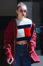 GIGI HADID in a Tommy Hilfiger Sweater Out in New York 05/12/2017