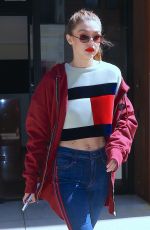 GIGI HADID in a Tommy Hilfiger Sweater Out in New York 05/12/2017