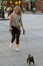 HILARY DUFF Walks Her Dog Out in New York 05/16/2017