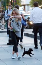 HILARY DUFF Walks Her Dog Out in New York 05/16/2017
