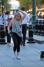 HILARY DUFF Walks Her Dog Out in New York 05/16/2017