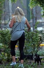 HILARY DUFF Walks Her Dog Out in New York 05/16/2017