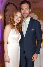 JESSICA CHASTAIN and Gian Luca Passi de Preposulo at Variety and HBO Dinner at Cannes Film Festival 05/20/2017