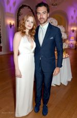 JESSICA CHASTAIN and Gian Luca Passi de Preposulo at Variety and HBO Dinner at Cannes Film Festival 05/20/2017
