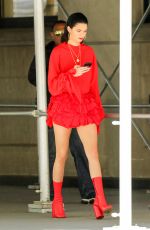 KENDALL JENNER in Red Dress Out in New York 05/03/2017