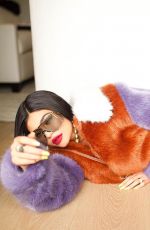 KYLIE JENNER in a Fur Jacket on the Set of a Photoshoot, 2017