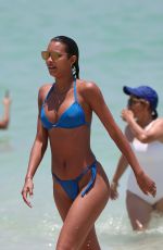 LAIS RIBEIRO in Blue Bikini on the Beach in Miami 05/28/2017