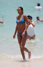 LAIS RIBEIRO in Blue Bikini on the Beach in Miami 05/28/2017