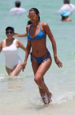 LAIS RIBEIRO in Blue Bikini on the Beach in Miami 05/28/2017