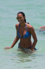 LAIS RIBEIRO in Blue Bikini on the Beach in Miami 05/28/2017