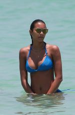 LAIS RIBEIRO in Blue Bikini on the Beach in Miami 05/28/2017