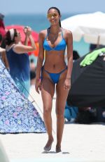 LAIS RIBEIRO in Blue Bikini on the Beach in Miami 05/28/2017