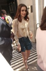 LILY COLLINS Arrives at BBC Radio 2 Studio in London 05/26/2017