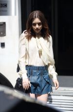 LILY COLLINS Arrives at BBC Radio 2 Studio in London 05/26/2017