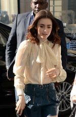 LILY COLLINS Arrives at BBC Radio 2 Studio in London 05/26/2017