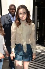 LILY COLLINS Arrives at BBC Radio 2 Studio in London 05/26/2017