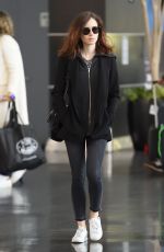 LILY COLLINS Arrives at JFK Airport in New York 04/30/2017