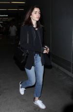 LILY COLLINS at LAX Airport in Los Angeles 05/04/2017