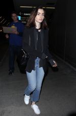 LILY COLLINS at LAX Airport in Los Angeles 05/04/2017