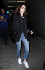 LILY COLLINS at LAX Airport in Los Angeles 05/04/2017