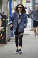 LILY COLLINS Leaves a Gym in Beverly Hills 05/10/2017