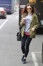 LILY COLLINS Leaves a Gym in Los Angeles 05/30/2017