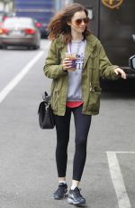 LILY COLLINS Leaves a Gym in Los Angeles 05/30/2017