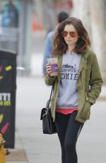 LILY COLLINS Leaves a Gym in Los Angeles 05/30/2017