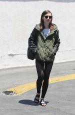 LILY COLLINS Leaves a Wax Salon in Beverly Hills 05/14/2017