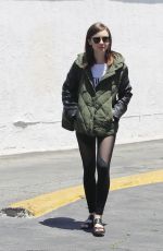 LILY COLLINS Leaves a Wax Salon in Beverly Hills 05/14/2017