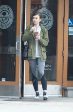 LILY COLLINS Leaves Coffee Bean in Bevrly Hills 05/15/2017