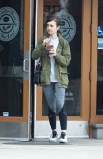 LILY COLLINS Leaves Coffee Bean in Bevrly Hills 05/15/2017