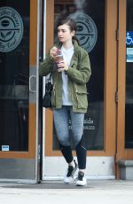 LILY COLLINS Leaves Coffee Bean in Bevrly Hills 05/15/2017