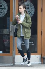 LILY COLLINS Leaves Coffee Bean in Bevrly Hills 05/15/2017