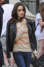 LILY COLLINS Leaves Corinthia Hotel in London 05/26/2017