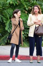 LILY COLLINS Leaves Dan Tana