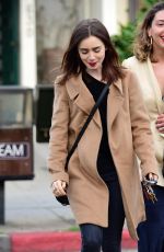LILY COLLINS Leaves Dan Tana
