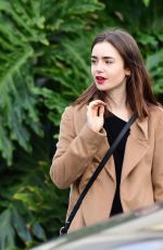 LILY COLLINS Leaves Dan Tana