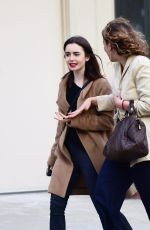 LILY COLLINS Leaves Dan Tana