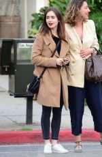 LILY COLLINS Leaves Dan Tana