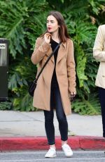 LILY COLLINS Leaves Dan Tana